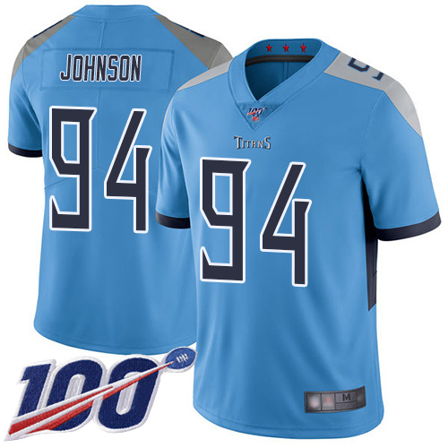 Tennessee Titans Limited Light Blue Men Austin Johnson Alternate Jersey NFL Football #94 100th Season Vapor Untouchable